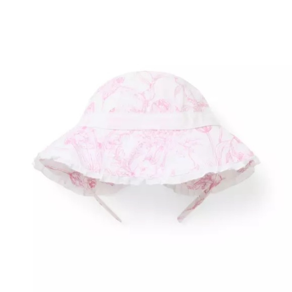 Janie and Jack White Hat with Pink Floral Print